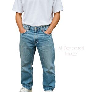 Levis LOOSE FAMOUS COPPER RIVETED STRENGTH Tapped Leg Denim Blue Jeans 38 x 30